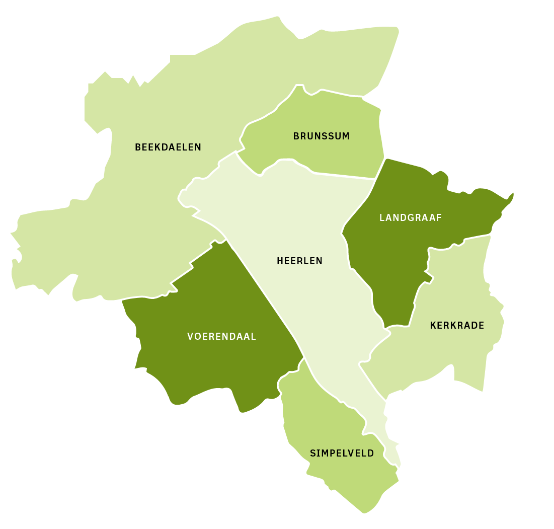 Plattegrond met Parkstad gemeenten